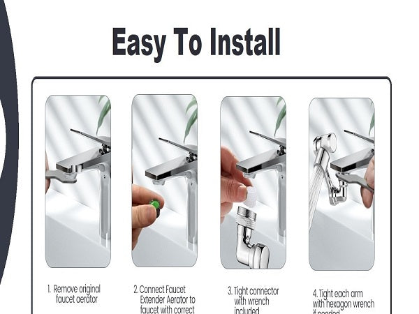 1080° Rotating Stainless Steel Faucet Extender with Dual Sprayer