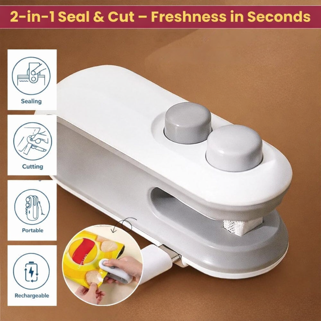 2-in-1 Mini Bag Sealer & Cutter – Keep Snacks Fresh