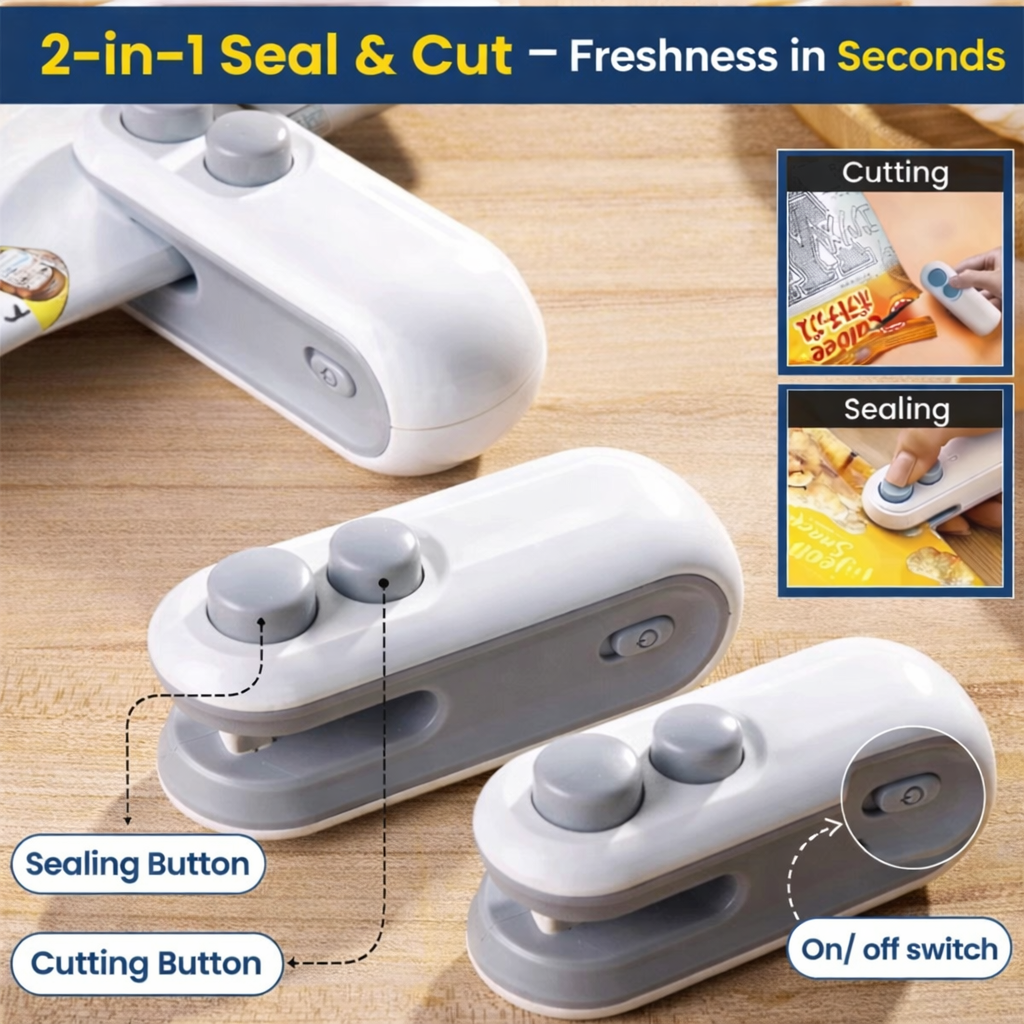 2-in-1 Mini Bag Sealer & Cutter – Keep Snacks Fresh